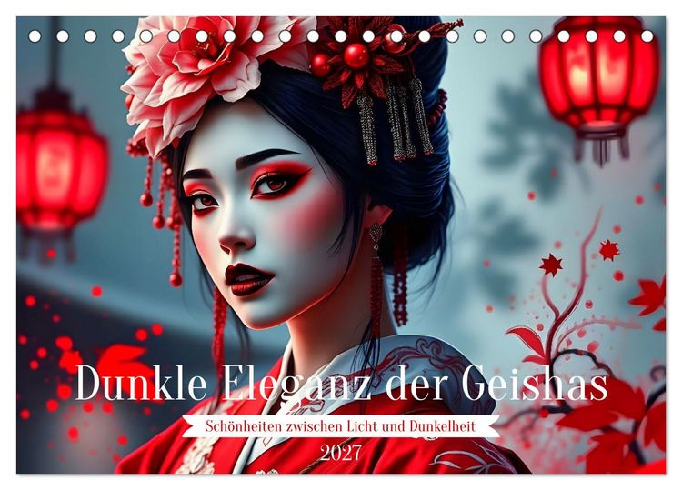 Produktbild: Dunkle Eleganz der Geishas (Tischkalender 2027 DIN A5 quer), CALVENDO Monatskalender