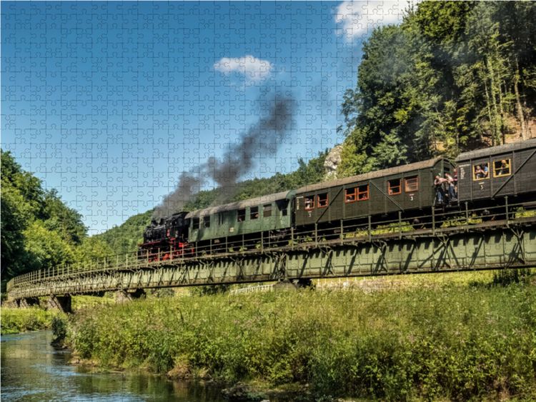 Produktbild: CALVENDO Puzzle Auf der Wiesentbr&uuml;cke bei Behringersm&uuml;hle 1000 Teile Lege-Gr&ouml;&szlig;e 64 x 48 cm Foto-Puzzle Bild von oldshutterhand