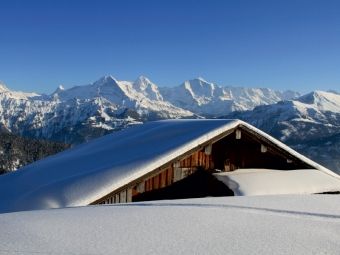 Produktbild: CALVENDO Puzzle Winterm&auml;rchen - verschneite Almh&uuml;tte - Eiger, M&ouml;nch, Jungfrau | 1000 Teile Lege-Gr&ouml;&szlig;e 64x48cm Foto-Puzzle f&uuml;r gl&uuml;ckliche Stunden