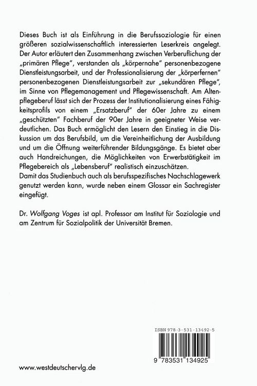 Produktbild: Pflege alter Menschen als Beruf