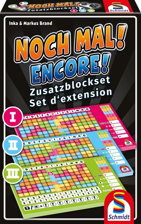 Produktbild: Noch Mal! Zusatzbl&ouml;cke (Nr. I, II, III), 3 St&uuml;ck sortiert in Faltschachtel (Spiel)