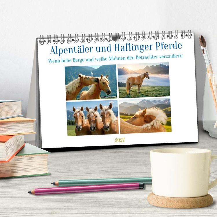 Produktbild: Alpent&auml;ler und Haflinger Pferde (Tischkalender 2027 DIN A5 quer), CALVENDO Monatskalender