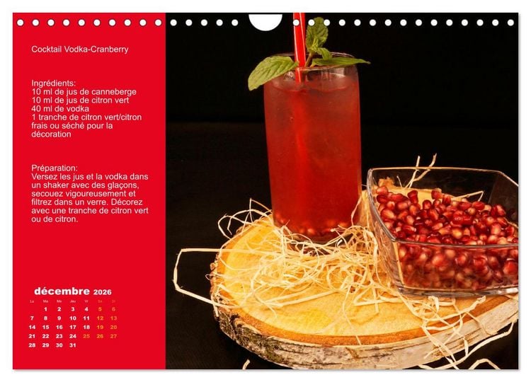 Produktbild: Cocktails de vodka Fascination (Calendrier mural 2026 DIN A4 vertical), CALVENDO calendrier mensuel