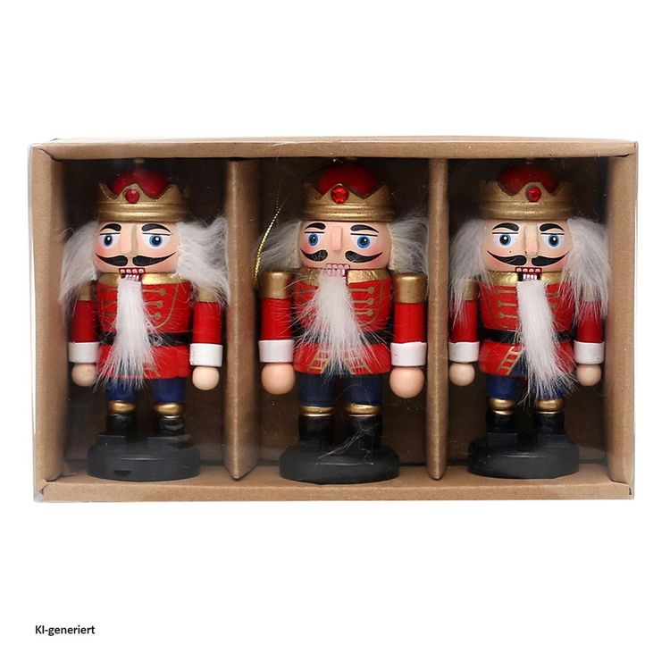 Produktbild: SIGRO Holz Nussknacker 3er Set zum Anh&auml;ngen Holz Nussknacker 3er Set zum Anh&auml;ngen