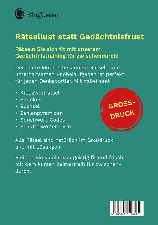 Produktbild: Ged&auml;chtnistraining f&uuml;r Senioren - Das Ged&auml;chtnistraining-Buch f&uuml;r zwischendurch