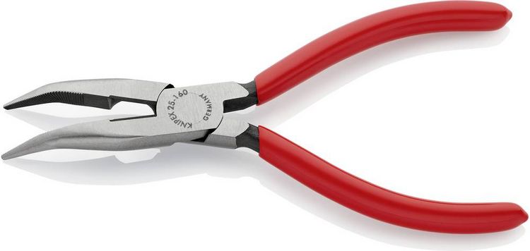 Produktbild: Knipex 25 21 160 Elektronik- u. Feinmechanik Flachrundzange 40&deg; gebogen Vanadium Elektrostahl 160 mm
