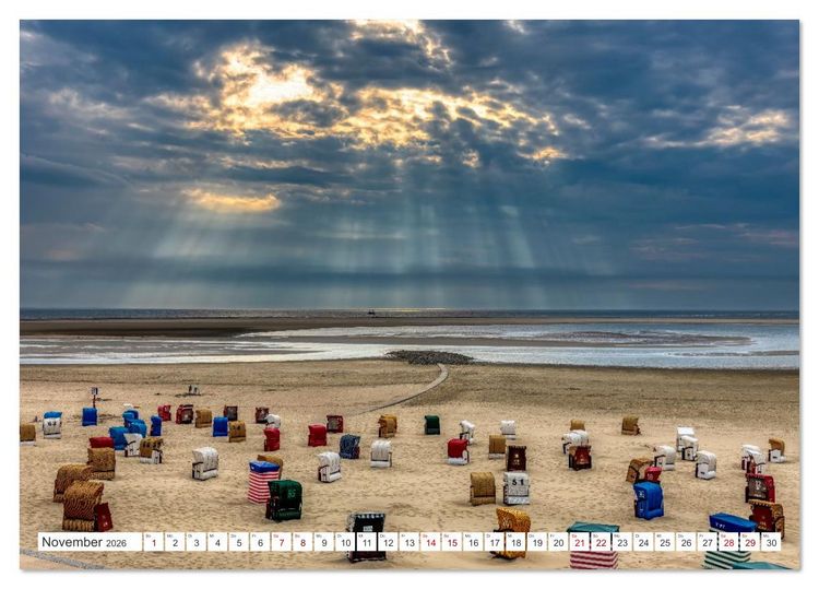 Produktbild: Strandk&ouml;rbe &ndash; Licht. Stille. Nordsee Borkum 2026 (Tischkalender 2026 DIN A5 quer), CALVENDO Monatskalender