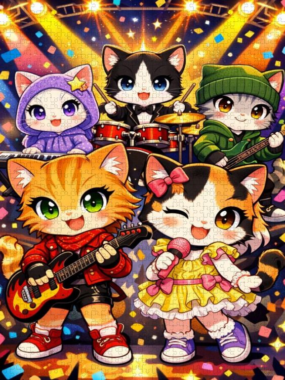 Produktbild: CALVENDO Puzzle Mia und die Miezband | 1000 Teile Lege-Gr&ouml;&szlig;e 64x48cm Foto-Puzzle f&uuml;r gl&uuml;ckliche Stunden