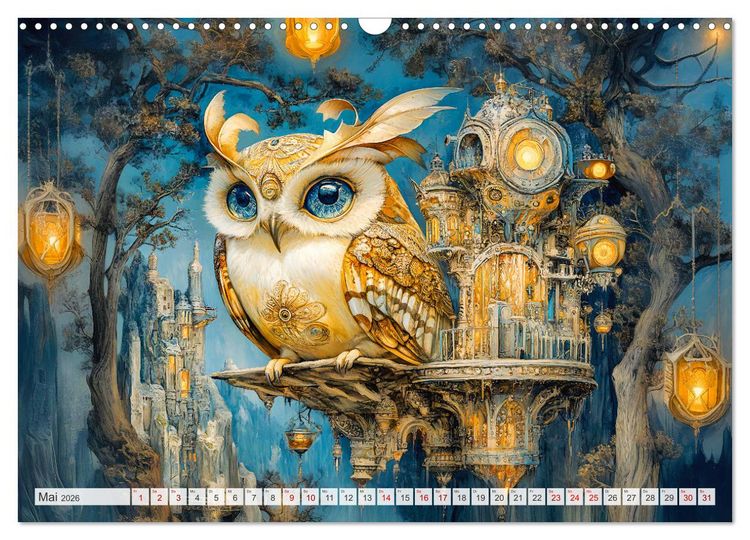 Produktbild: Magische Wesen im Zauberland - Fantasie-Tiere im Steampunk-Kalender (Wandkalender 2026 DIN A3 quer), CALVENDO Monatskalender