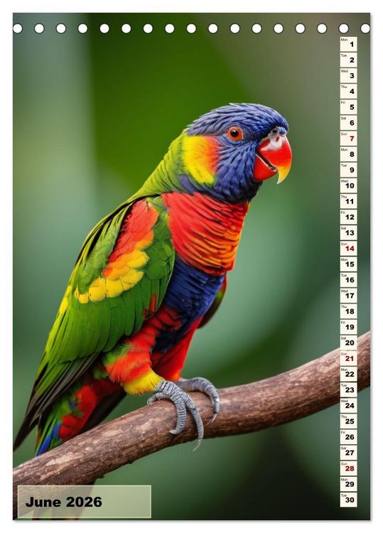 Produktbild: Colourful birds (Desk Calendar 2026 DIN A5 portrait), CALVENDO 12 Month DeskCalendar