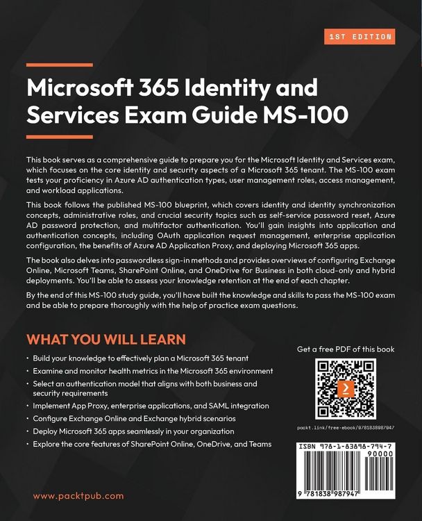 Produktbild: Microsoft 365 Identity and Services Exam Guide MS-100