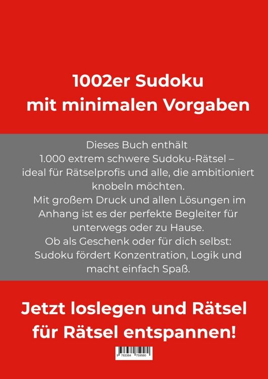 Produktbild: 1.002er Sudoku extrem schwer