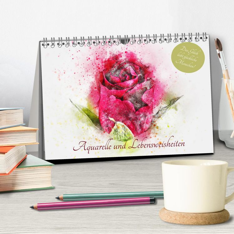 Produktbild: Aquarelle und Lebensweisheiten (Tischkalender 2026 DIN A5 quer), CALVENDO Monatskalender