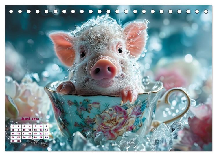 Produktbild: Vom Gl&uuml;ck, ein Schweinchen zu sein (Tischkalender 2026 DIN A5 quer), CALVENDO Monatskalender