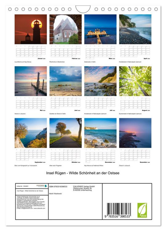 Produktbild: Insel R&uuml;gen - Wilde Sch&ouml;nheit an der Ostsee (Wandkalender 2026 DIN A4 hoch), CALVENDO Monatskalender