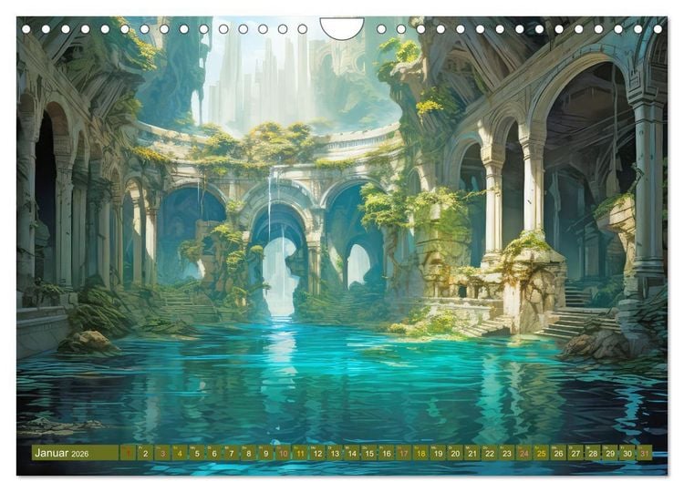 Produktbild: Ruinen versunkener Kulturen - Fantasiebilder (Wandkalender 2026 DIN A4 quer), CALVENDO Monatskalender