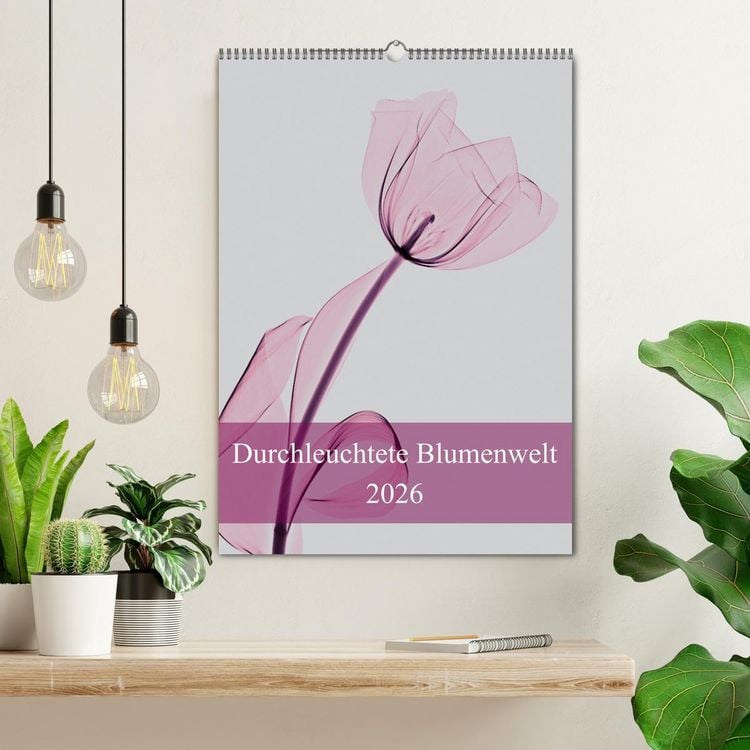 Produktbild: Durchleuchtete Blumenwelt 2026 (Wandkalender 2026 DIN A2 hoch), CALVENDO Monatskalender