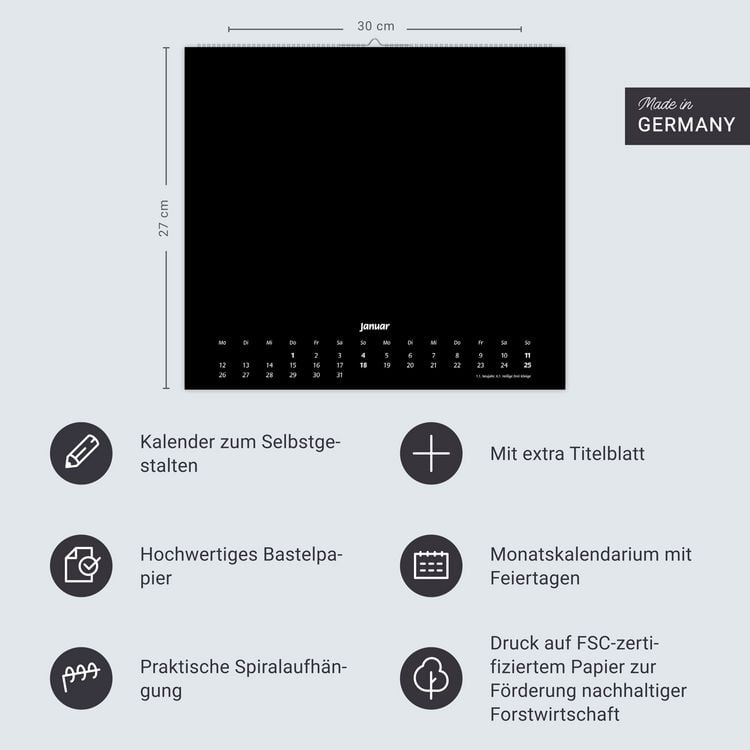 Produktbild: Times&more Bastelkalender schwarz 2026