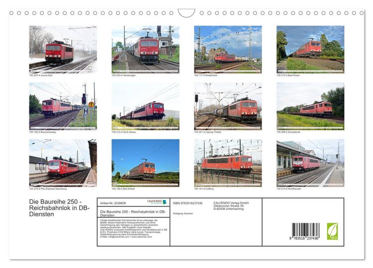 Produktbild: Die Baureihe 250 - Reichsbahnlok in DB-Diensten (Wandkalender 2026 DIN A3 quer), CALVENDO Monatskalender