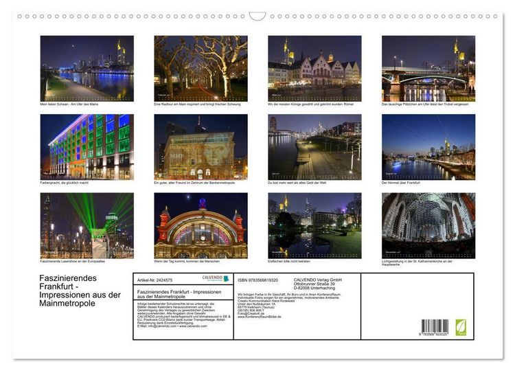 Produktbild: Faszinierendes Frankfurt - Impressionen aus der Mainmetropole (Wandkalender 2027 DIN A2 quer), CALVENDO Monatskalender