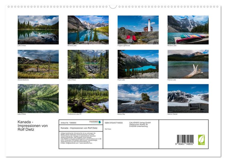 Produktbild: Kanada - Impressionen von Rolf Dietz (hochwertiger Premium Wandkalender 2026 DIN A2 quer), Kunstdruck in Hochglanz
