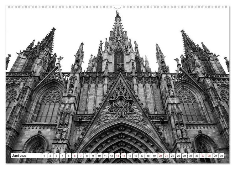 Produktbild: Barcelona Schwarz / Wei&szlig; Impressionen (hochwertiger Premium Wandkalender 2026 DIN A2 quer), Kunstdruck in Hochglanz