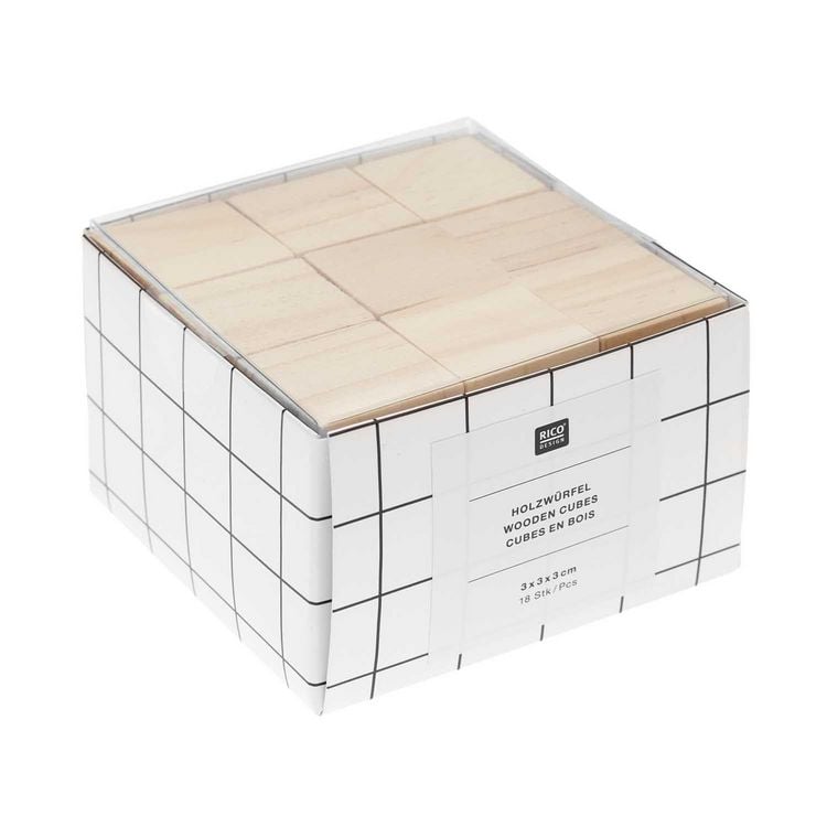 Produktbild: Holzw&uuml;rfel 3 x 3 x 3 cm, 18 Stk