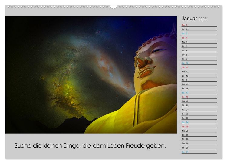 Produktbild: Lebenskraft Buddha (hochwertiger Premium Wandkalender 2026 DIN A2 quer), Kunstdruck in Hochglanz