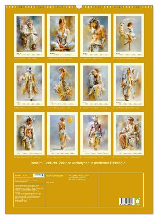 Produktbild: Tarot im Goldlicht. Zeitlose Archetypen in moderner Bildmagie (Wandkalender 2027 DIN A2 hoch), CALVENDO Monatskalender
