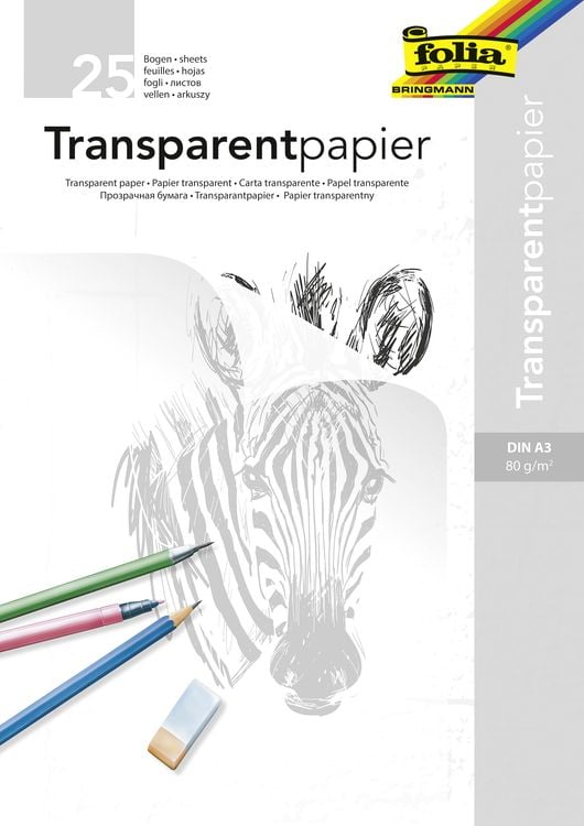 Produktbild: Folia  Transparentpapierblock 80g/m&sup2;, DIN A3, 25 Bogen, wei&szlig; transparent