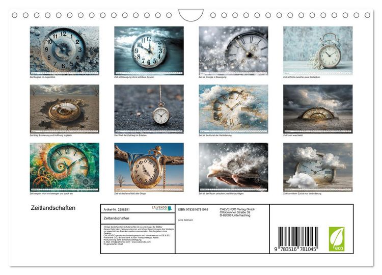 Produktbild: Zeitlandschaften (Wandkalender 2027 DIN A4 quer), CALVENDO Monatskalender