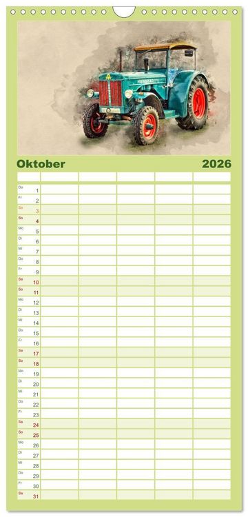 Produktbild: Familienplaner 2026 - Traktoren f&uuml;r Liebhaber mit 5 Spalten (Wandkalender, 21 x 45 cm) CALVENDO