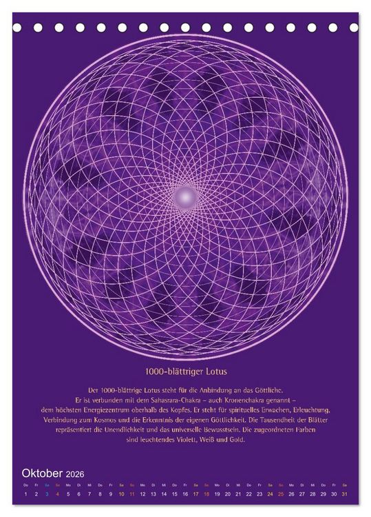 Produktbild: Heilige Geometrie und Bilder der Neuen Zeit (Tischkalender 2026 DIN A5 hoch), CALVENDO Monatskalender