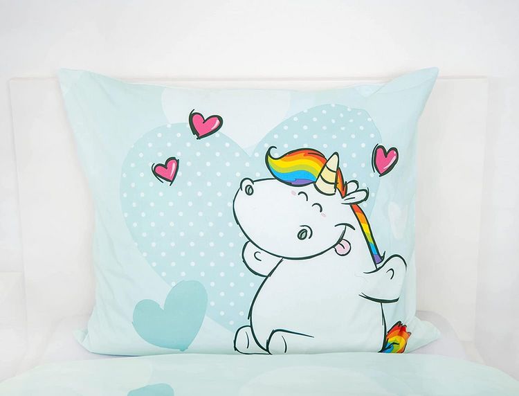 Produktbild: Herding 4401405050 - Pummel & Friends, Bettw&auml;sche-Set, Pummeleinhorn Kuschelzone, Baumwolle, 80x80/135x200 cm