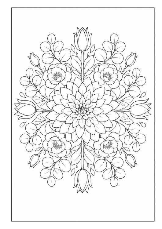 Produktbild: Mandala Blumen Malbuch f&uuml;r Erwachsene mit 100 floralen Ausmalmotiven