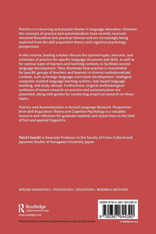 Produktbild: Practice and Automatization in Second Language Research