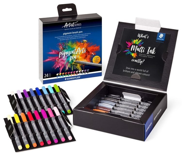 Produktbild: STAEDTLER Schreib- und Zeichbedarf pigment brush 371 Fasermaler mit Pinselspitze, 24er Set