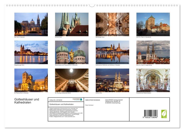 Produktbild: Gottesh&auml;user und Kathedralen (hochwertiger Premium Wandkalender 2026 DIN A2 quer), Kunstdruck in Hochglanz
