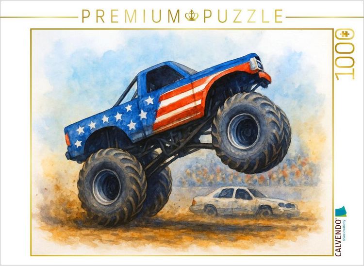Produktbild: CALVENDO Puzzle Zwei R&auml;der, ein Herzschlag - Monstertruck | 1000 Teile Lege-Gr&ouml;&szlig;e 64x48cm Foto-Puzzle f&uuml;r gl&uuml;ckliche Stunden
