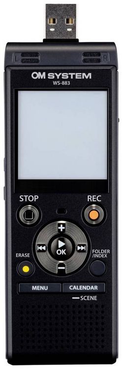 Produktbild: OM System WS-883 Digitales Diktierger&auml;t Aufzeichnungsdauer (max.) 2080 h Schwarz