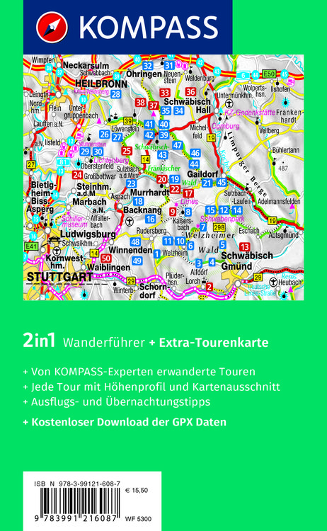 Produktbild: KOMPASS Wanderf&uuml;hrer Naturpark Schw&auml;bisch-Fr&auml;nkischer Wald, Die Wanderregion bei Stuttgart, 50 Touren mit Extra-Tourenkarte