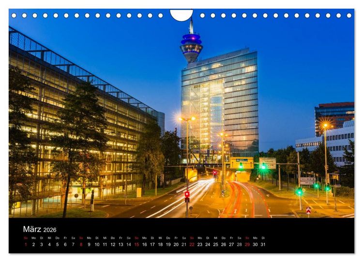 Produktbild: D&uuml;sseldorf bei Nacht (Wandkalender 2026 DIN A4 quer), CALVENDO Monatskalender