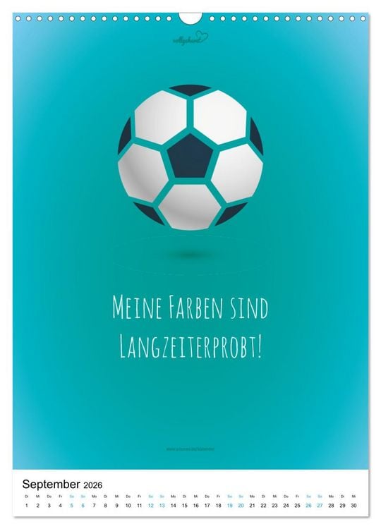 Produktbild: vollgeherzt: Der lustige Zitate-Wandkalender f&uuml;r Fu&szlig;ballfans und Sportbegeisterte! (Wandkalender 2026 DIN A3 hoch), CALVENDO Monatskalender