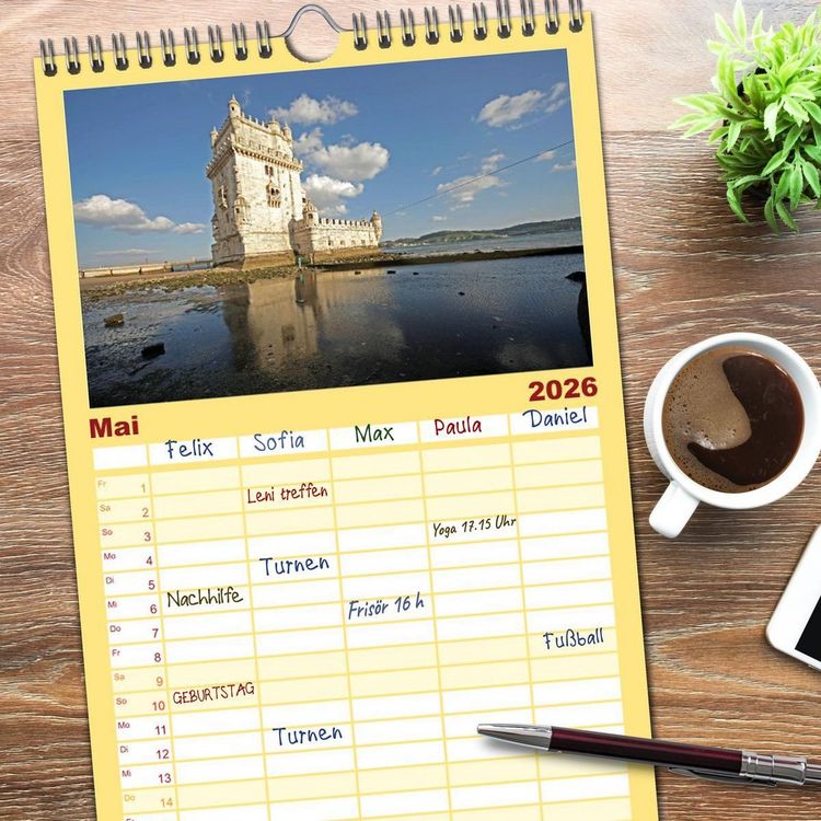 Produktbild: Familienplaner 2026 - Portugal mit 5 Spalten (Wandkalender, 21 x 45 cm) CALVENDO
