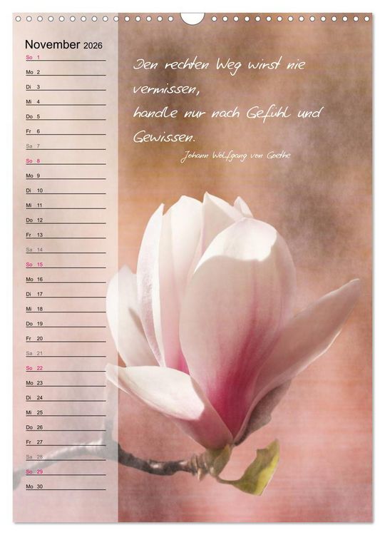Produktbild: Blumen & Zitate / Geburtstagskalender (Wandkalender 2026 DIN A3 hoch), CALVENDO Monatskalender
