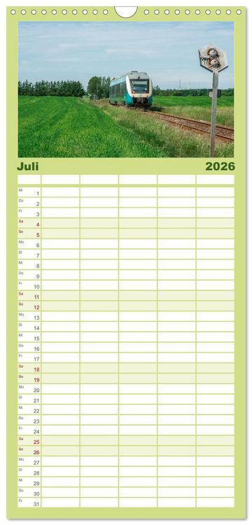 Produktbild: Familienplaner 2026 - D&auml;nische Eisenbahnen mit 5 Spalten (Wandkalender, 21 x 45 cm) CALVENDO