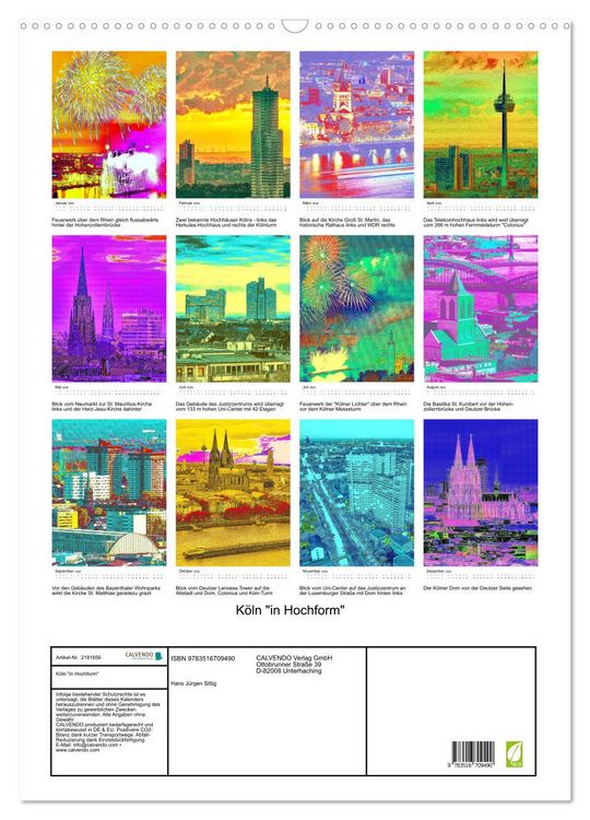 Produktbild: K&ouml;ln "in Hochform" (Wandkalender 2026 DIN A2 hoch), CALVENDO Monatskalender