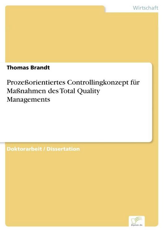 Produktbild: Proze&szlig;orientiertes Controllingkonzept f&uuml;r Ma&szlig;nahmen des Total Quality Managements
