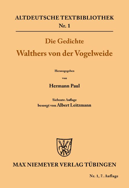 Produktbild: Die Gedichte Walthers von der Vogelweide