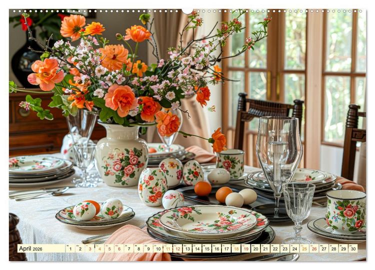Produktbild: Gedeckter Tisch f&uuml;r Gourmets (hochwertiger Premium Wandkalender 2026 DIN A2 quer), Kunstdruck in Hochglanz
